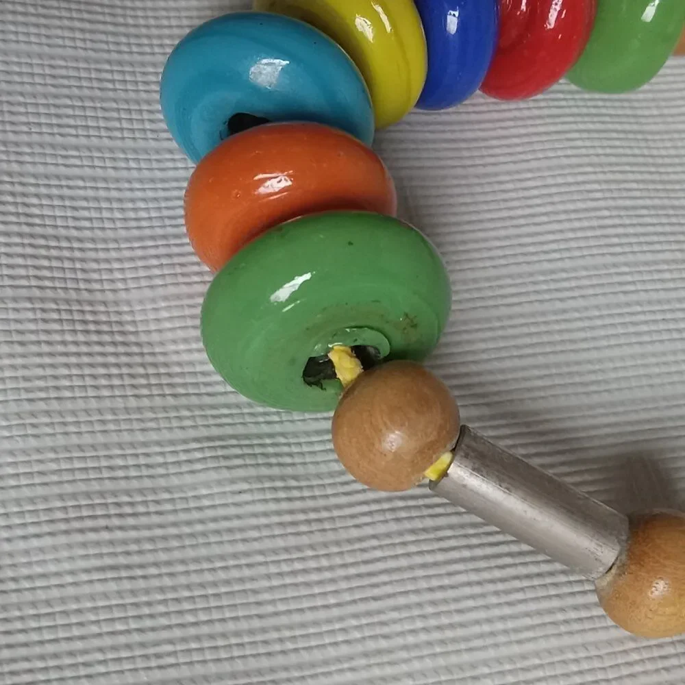 Vintage Colorful Ceramic Glass and Wood Beads Single Strand Maximalist Necklace